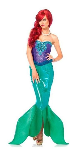 Fantasia Sereia Adulta Ariel Disney Super Luxo Com Cauda